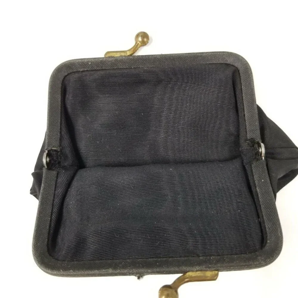 Vintage 80s Womens Pocketbook Black Clutch Black Coin Purse Set Formal